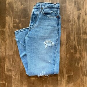 Levi's Light Blue Cropped Jeans. Wedgie straight.